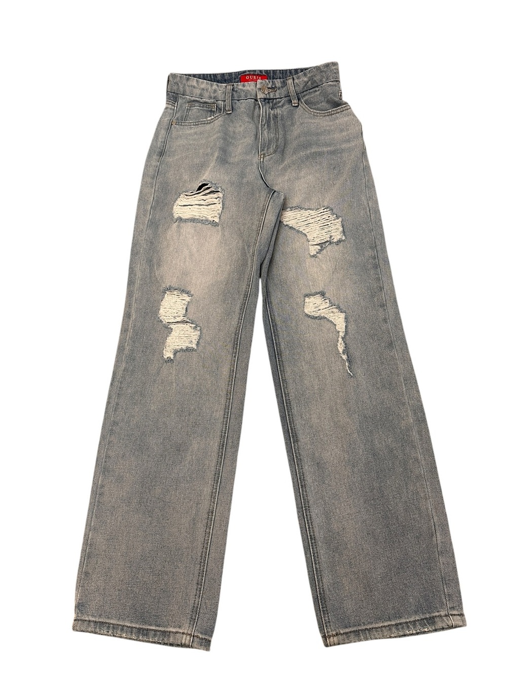 Guess Distressed Straight High Rise Light Wash 100% Cotton Jeans Women’s size 27